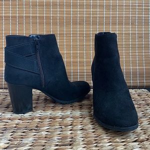 black bootie heels